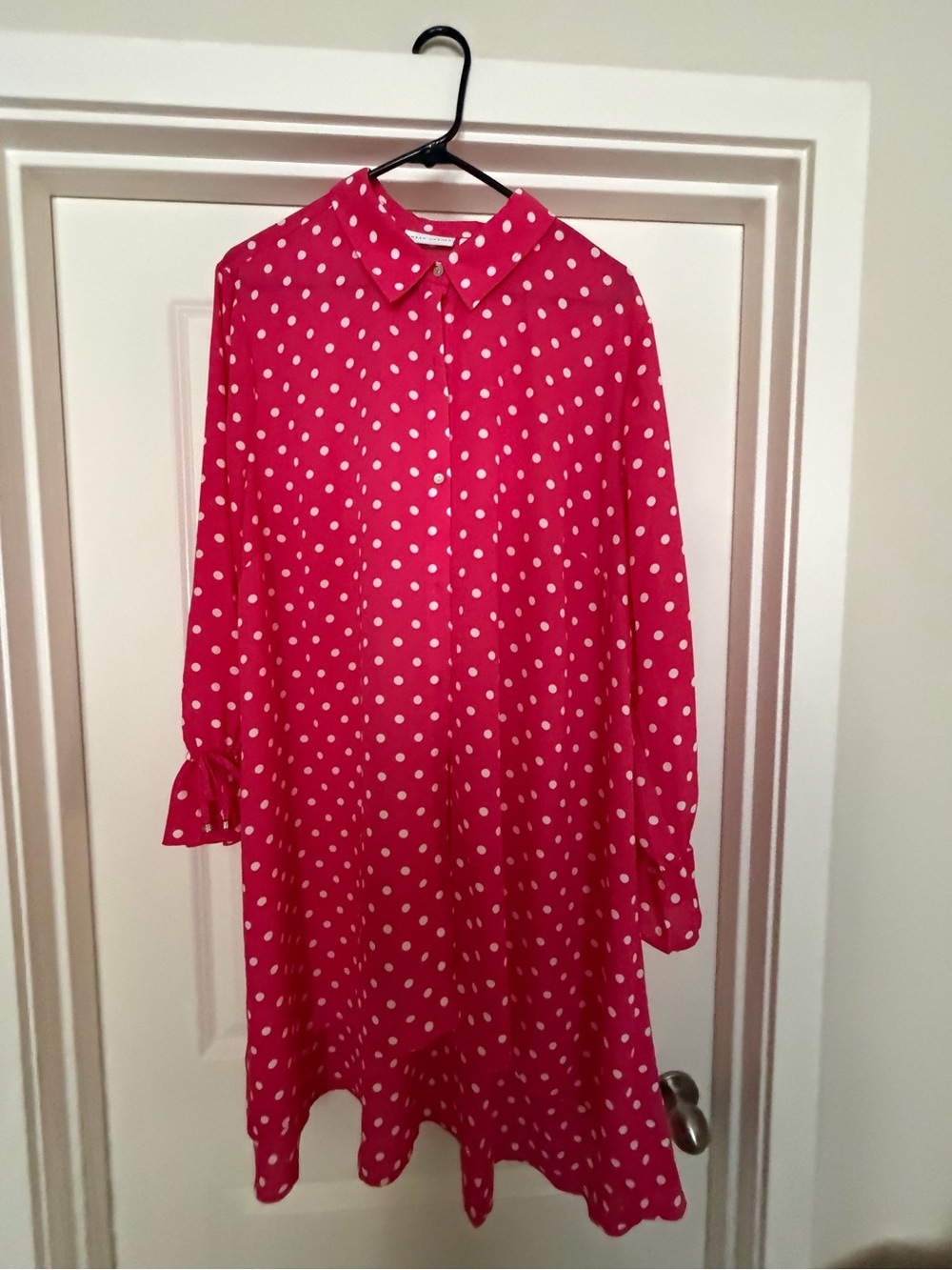 Susan Graver Hot Pink Polka Dot Tunic